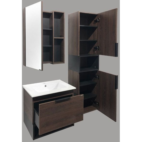 Зеркало-шкаф Comforty Франкфурт 60 см, дуб шоколадно-коричневый фото 6