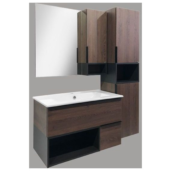 Зеркало-шкаф Comforty Франкфурт 90 см, дуб шоколадно-коричневый - 6 Зеркало-шкаф Comforty Франкфурт 90 см, дуб шоколадно-коричневый фото 6