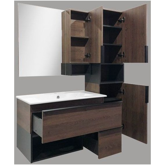 Зеркало-шкаф Comforty Франкфурт 90 см, дуб шоколадно-коричневый - 7 Зеркало-шкаф Comforty Франкфурт 90 см, дуб шоколадно-коричневый фото 7