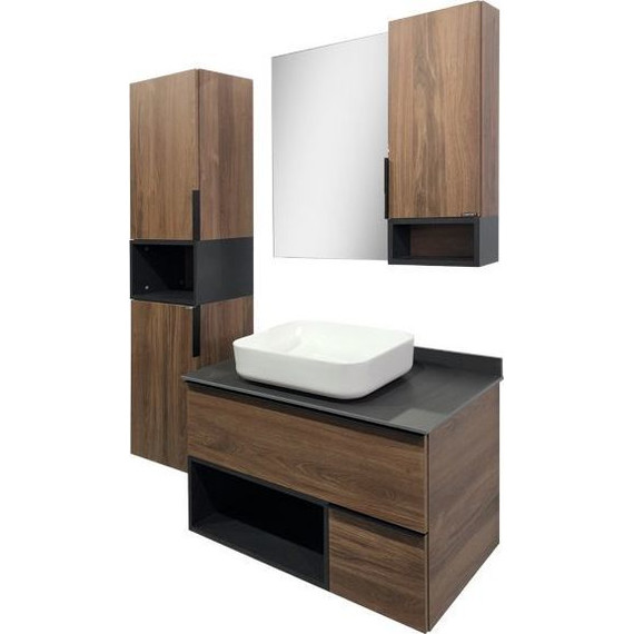 Зеркало-шкаф Comforty Штутгарт 90 см, дуб тёмно-коричневый фото 5