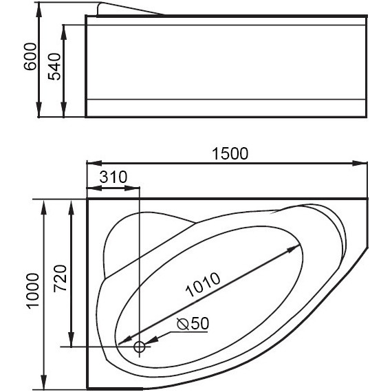 Ванна гидромассажная Gemy G9009 B 150x100 см L фото 4