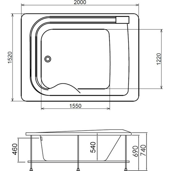 Ванна гидромассажная Gemy G9265 K 200x152 см фото 3