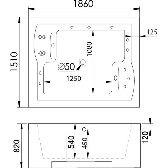 Ванна гидромассажная Gemy G9052 II K 186x151 см L фото 4