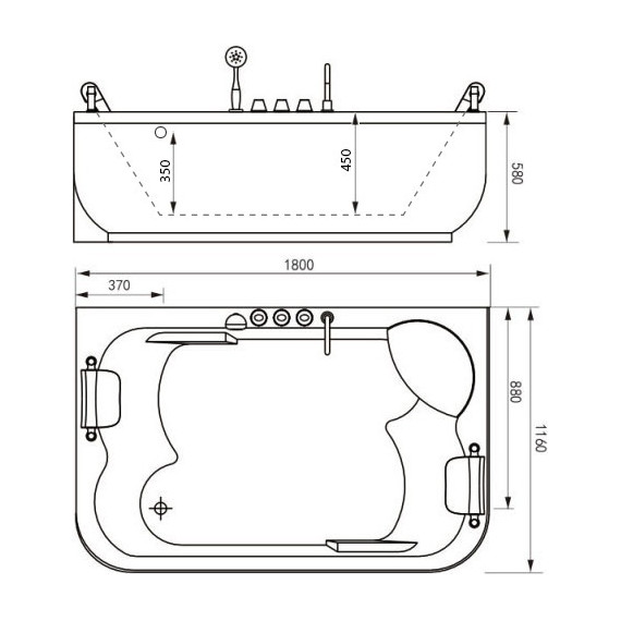 Ванна гидромассажная Gemy G9085 B 180x116 см L фото 6