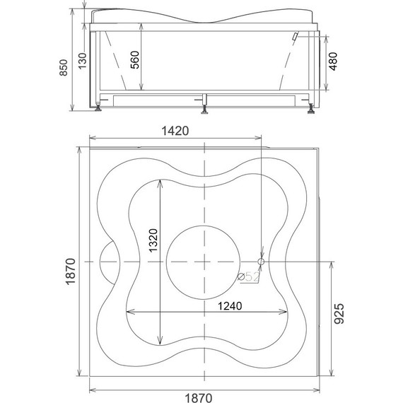 Ванна гидромассажная Gemy G9089 K 187x187 см L фото 4