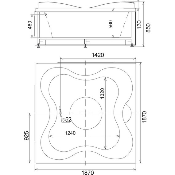 Ванна гидромассажная Gemy G9089 K 187x187 см R фото 4