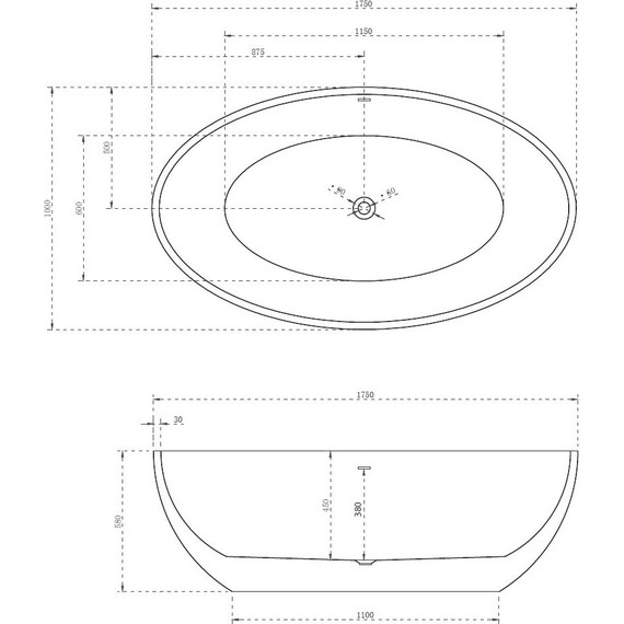 Ванна акриловая Abber AB9249 175x100 см фото 5