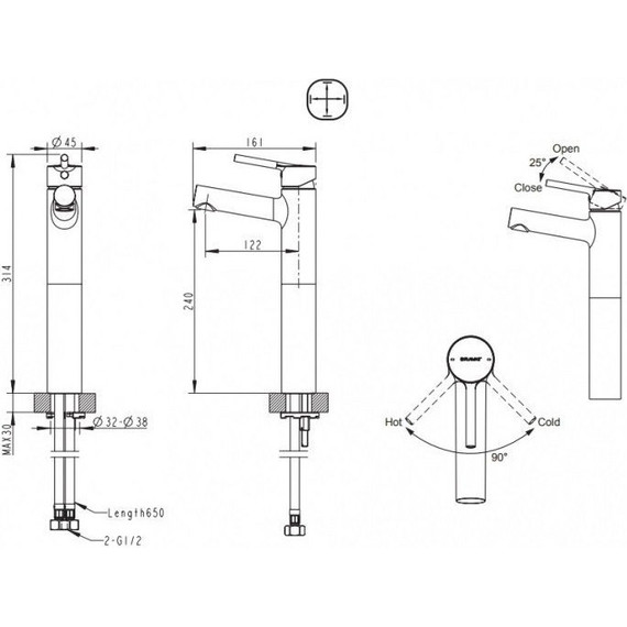 Смеситель для раковины высокий BRAVAT Palace F1172217CP-A-RUS фото 5