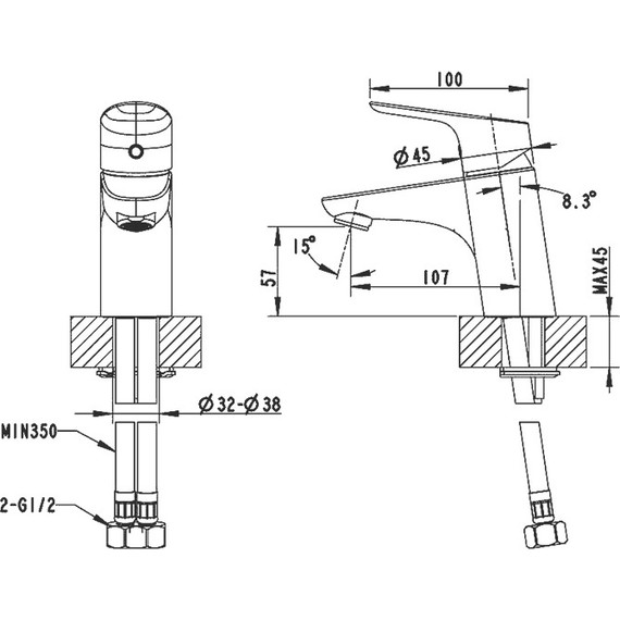 Смеситель для раковины BRAVAT DROP F14898C-1 фото 2