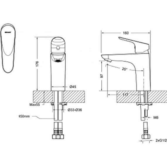 Смеситель для раковины BRAVAT DROP F14898C-RUS - 2 Смеситель для раковины BRAVAT DROP F14898C-RUS фото 2