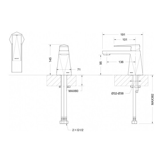 Смеситель для раковины BRAVAT ICEBERG F176110C фото 2