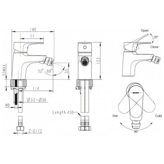 Смеситель для биде BRAVAT ALFA F3120178CP фото 6