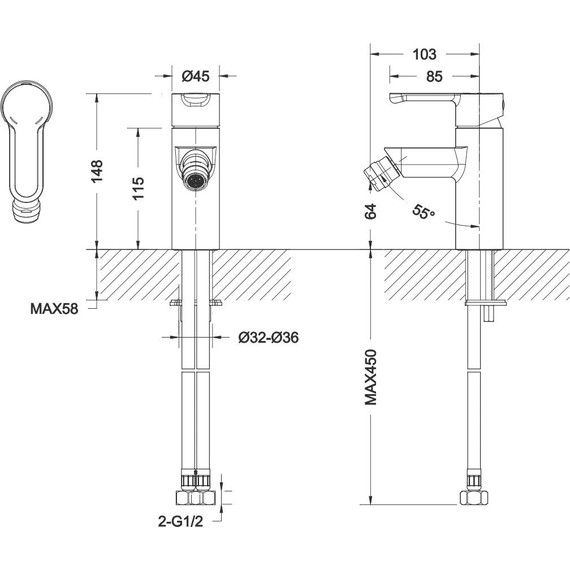 Смеситель для биде BRAVAT STREAM F33783C фото 3