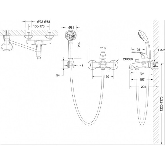 Смеситель для ванны BRAVAT FIT F6135188CP-B-RUS - 3 Смеситель для ванны BRAVAT FIT F6135188CP-B-RUS фото 3