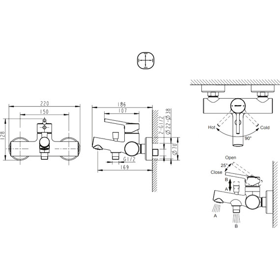 Смеситель для ванны BRAVAT Palace F6172217CP-01-RUS - 5 Смеситель для ванны BRAVAT Palace F6172217CP-01-RUS фото 5