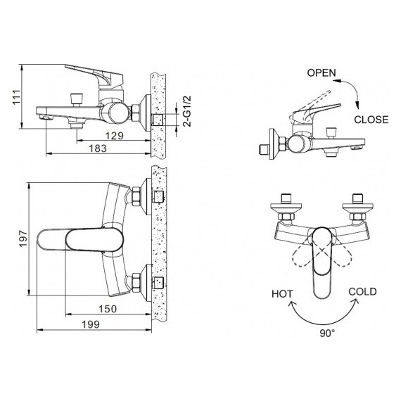 Смеситель для ванны BRAVAT ELER F6191238CP-01-RUS фото 4