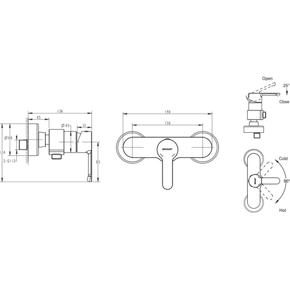 Смеситель для душа BRAVAT STREAM F93783C-01A фото 3