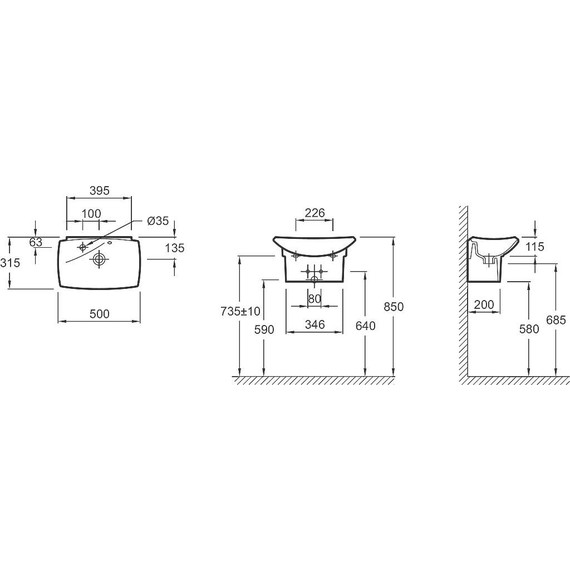 Раковина подвесная Jacob Delafon Escale 50 см E1025-00 фото 3