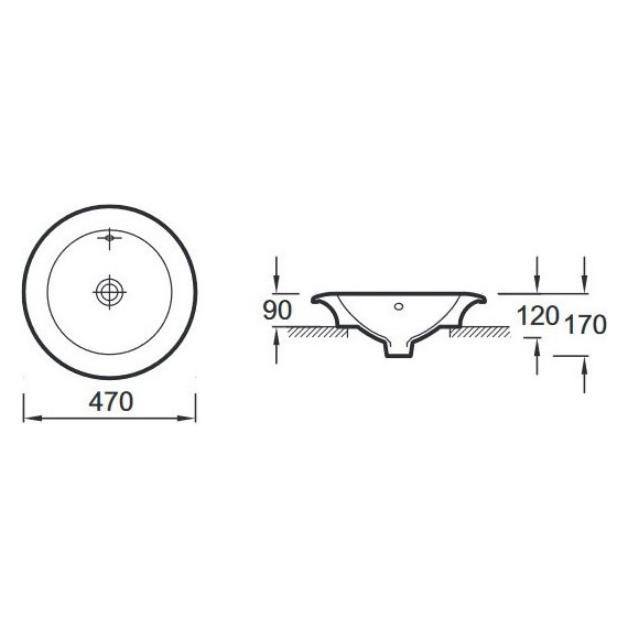 Раковина врезная на столешницу Jacob Delafon Ronde 47 см E1183-00 фото 5