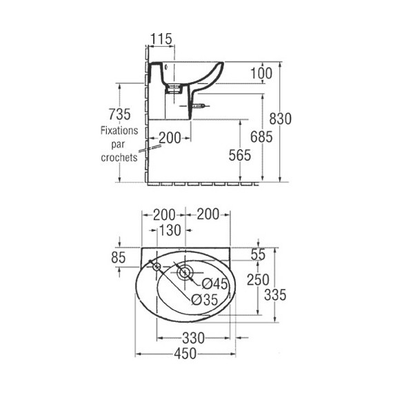 Раковина подвесная Jacob Delafon Presquile 45 см E1337-00 - 5 Раковина подвесная Jacob Delafon Presquile 45 см E1337-00 фото 5