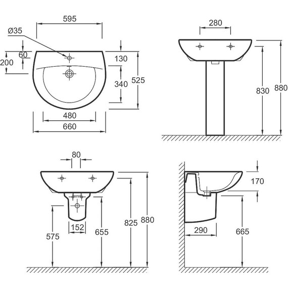 Раковина подвесная Jacob Delafon Patio 65 см E1998G-00 фото 3