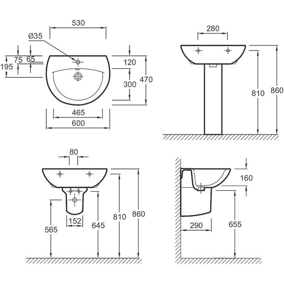 Раковина подвесная Jacob Delafon Patio 60 см E4159NG-00 фото 3