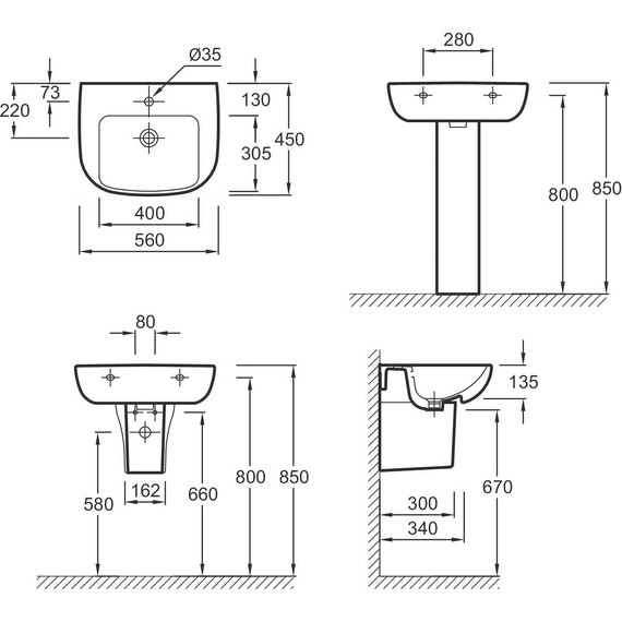Раковина подвесная Jacob Delafon Odeon Up 56 см E4737-00 фото 3