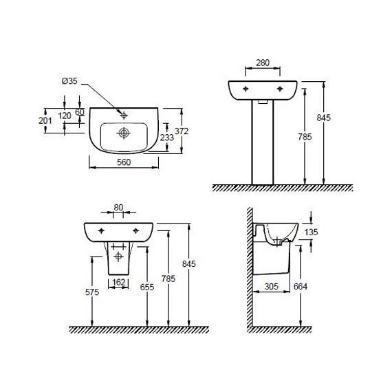 Раковина подвесная Jacob Delafon Odeon Up 56 см E4755G-00 фото 5