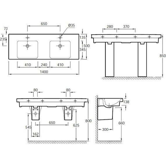 Раковина мебельная Jacob Delafon Odeon Up 140 см E4779-00 - 3 Раковина мебельная Jacob Delafon Odeon Up 140 см E4779-00 фото 3