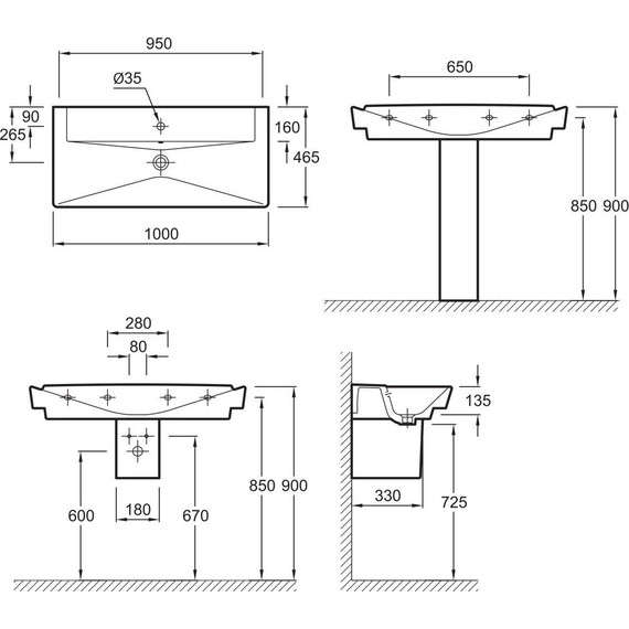 Раковина подвесная Jacob Delafon Reve 100 см E4801-00 фото 9