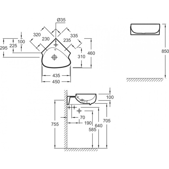 Раковина угловая Jacob Delafon Nouvelle Vague 32х33 см EGL112-00 фото 3