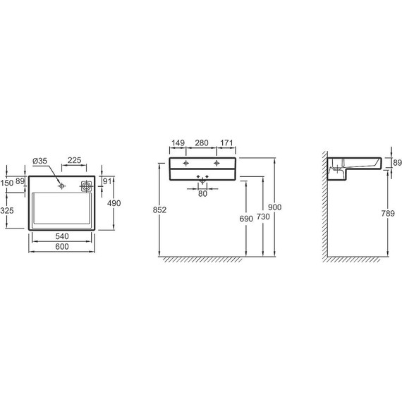 Раковина подвесная Jacob Delafon Terrace 60 см EXE112-00 фото 7