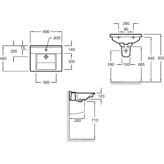 Раковина подвесная Jacob Delafon Struktura 60 см EXI112-00 фото 4