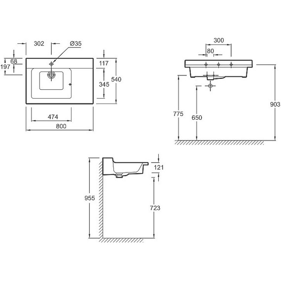 Раковина подвесная Jacob Delafon Soprano 80 см EXL112-00 фото 3