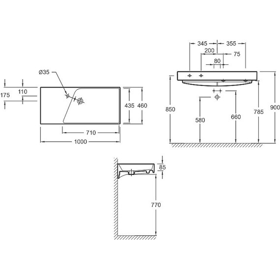 Раковина подвесная Jacob Delafon Rythmik ​100х46 см EXN112-00 фото 2