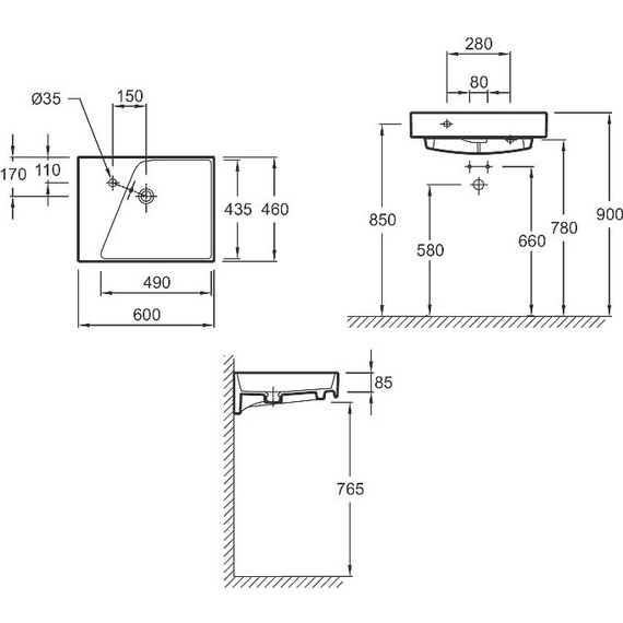 Раковина подвесная Jacob Delafon Rythmik ​60х46 см EXQ112-00 фото 2