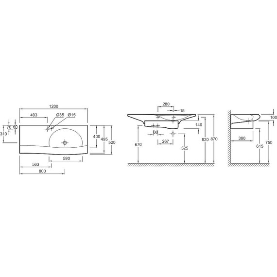Раковина Jacob Delafon Stillness 120 см с переливом E1292-00 фото 5