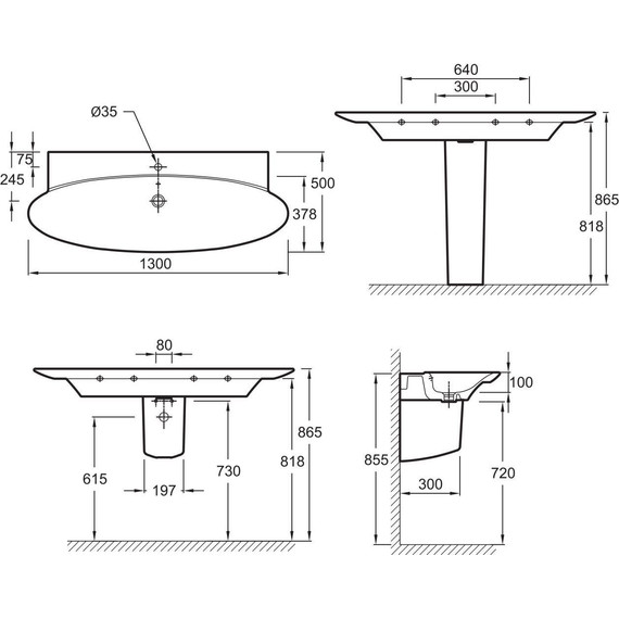 Раковина подвесная Jacob Delafon Presquile 130 см E4435-00 фото 10