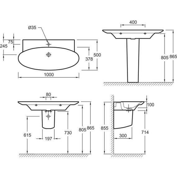 Раковина подвесная Jacob Delafon Presquile 100 см E4436-00 фото 8