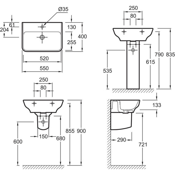 Раковина подвесная Jacob Delafon Struktura 55 см EGE112-00 фото 7