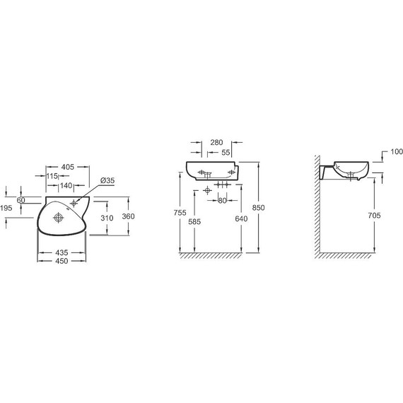 Раковина подвесная Jacob Delafon Nouvelle Vague 45 см EGK112-00 фото 5