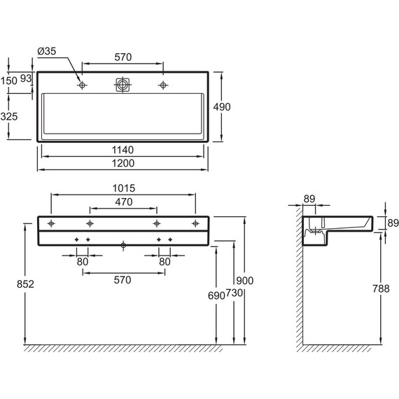 Раковина подвесная Jacob Delafon Terrace 120 см EXB112-00 фото 8