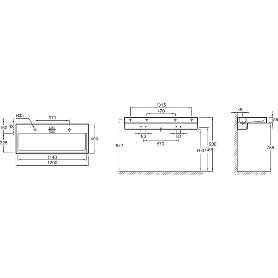 Раковина подвесная Jacob Delafon Terrace 120 см с подсветкой EXB9112-00 фото 5