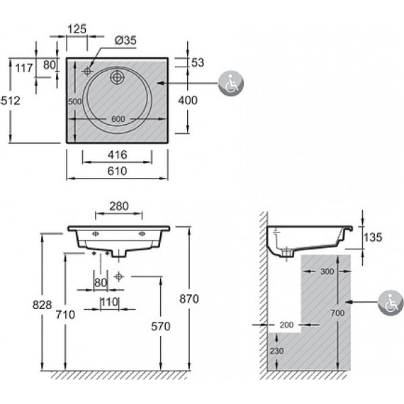 Раковина мебельная Jacob Delafon Odeon Rive Gauche 61 см EXBA112-Z-00 фото 2