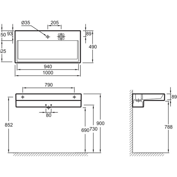 Раковина подвесная Jacob Delafon Terrace 100 см EXC112-00 фото 6