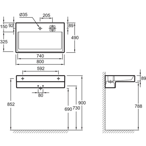 Раковина подвесная Jacob Delafon Terrace 80 см EXD112-00 фото 6