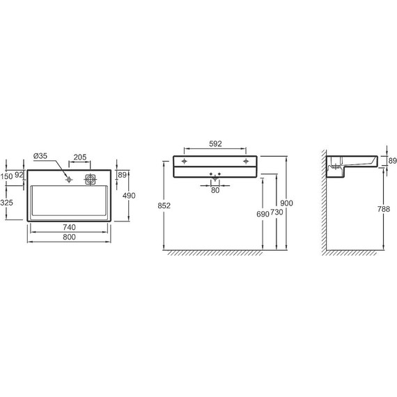 Раковина подвесная Jacob Delafon Terrace 80 см с подсветкой EXD9112-00 фото 8