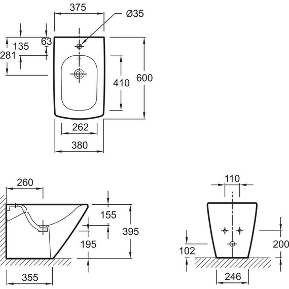 Биде напольное Jacob Delafon Escale E1293-00 фото 3