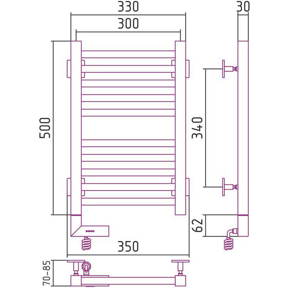 Полотенцесушитель электрический Сунержа Модус 2.0 П12 600х300 мм 00-5600-6030 фото 5