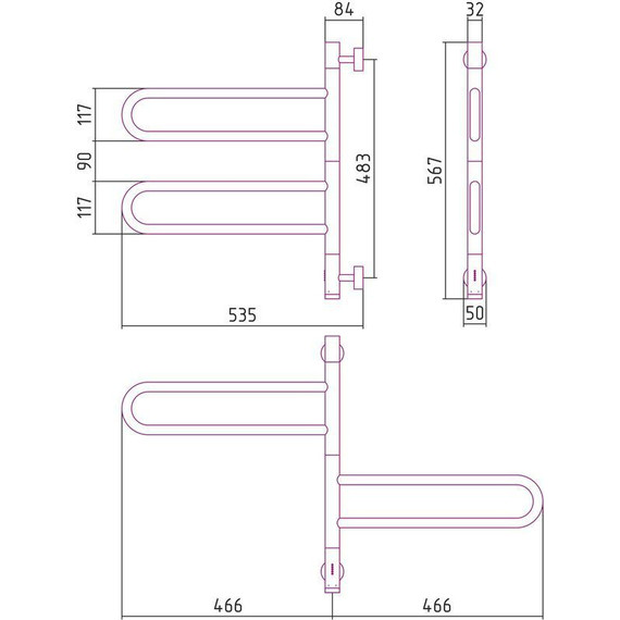 Полотенцесушитель электрический Сунержа Парео 4.0-2С П4 570х530 мм 00-0823-0567 фото 6